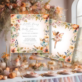 Convites Chá de fraldas de moça rosa-rosa com queda de fada