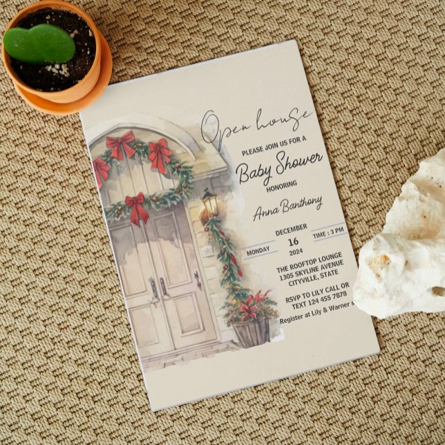 Convites chá de fraldas de modelo editável de casa aberta d (Criador carregado)