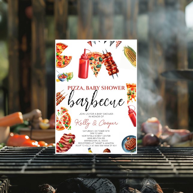 Convites chá de fraldas de molho de churrasco de pizza (Criador carregado)