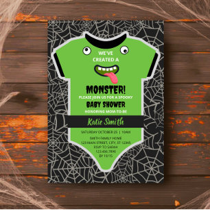Convites Chá de fraldas de monstro verde giro do Halloween