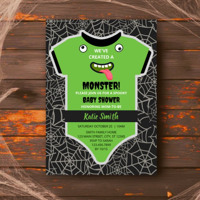 Convites Chá de fraldas de monstro verde giro do Halloween (Criador carregado)