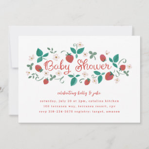 Convites Chá de fraldas de Morango