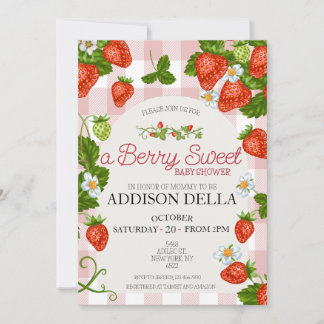 Convites Chá de fraldas de morango | Berry Sweet
