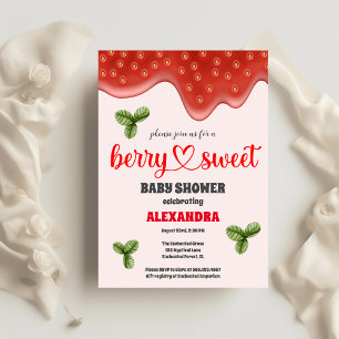 Convites Chá de fraldas de morango   Berry Sweet