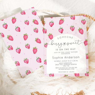 Convites Chá de fraldas de morango Berry Sweet
