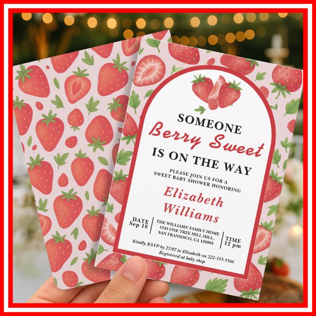 Convites Chá de fraldas de morango Berry Sweet (Criador carregado)