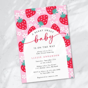 Convites Chá de fraldas de morango Berry Sweet