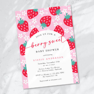 Convites Chá de fraldas de morango Berry Sweet
