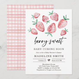 Convites Chá de fraldas de morango Convide Berry Sweet Baby