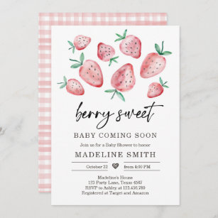 Convites Chá de fraldas de morango Convide Berry Sweet Baby