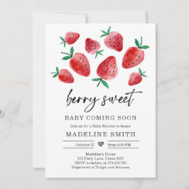 Convites Chá de fraldas de morango Convide Berry Sweet Baby
