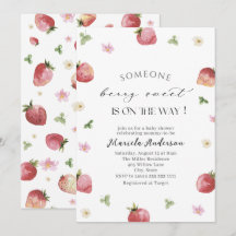 Chá de fraldas de Morango de Aquarela Elegante