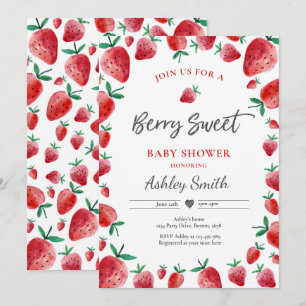Convites Chá de fraldas de morango Summer Berry Sweet Baby