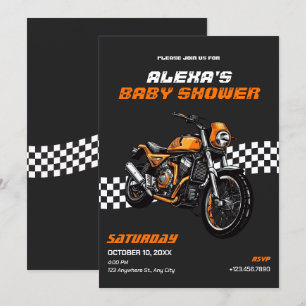 Convites Chá de fraldas de motocicleta clássico