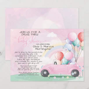 Convites Chá de fraldas De Motores Rosa