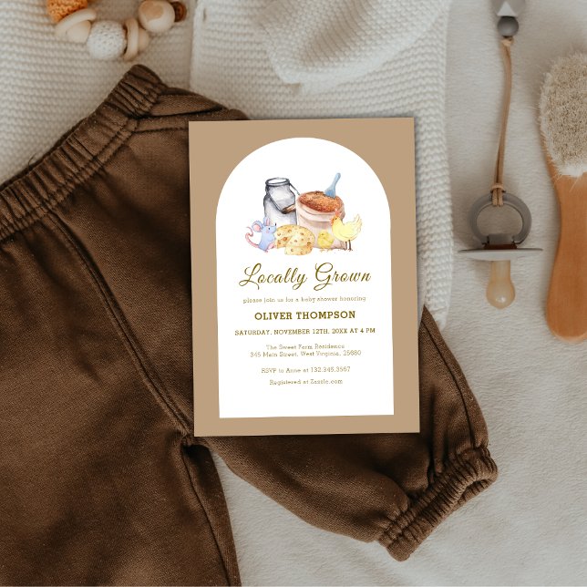 Convites Chá de fraldas de mouse em frango de Fazenda com c (Cute Locally Grown Farm Chicken Mouse Baby Shower Invitation)