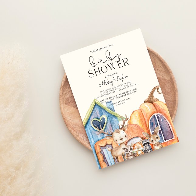 Convites Chá de fraldas de Mushroom da Abóbora (Criador carregado)