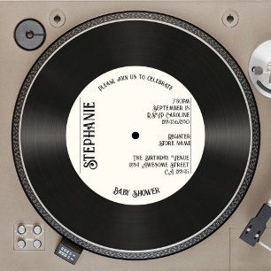 Convites Chá de fraldas de Música de Registro de Vinilo Fau