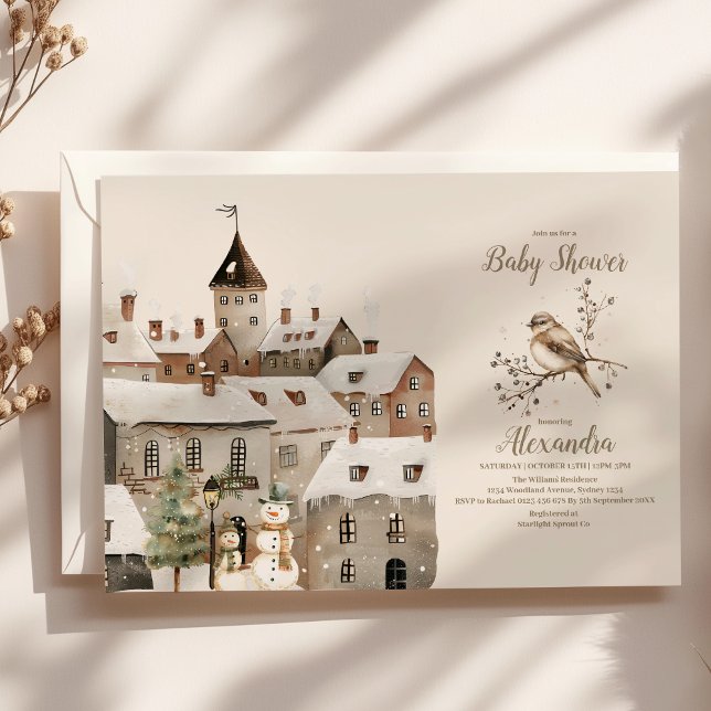 Convites Chá de fraldas de Natal Boho Winter (Criador carregado)