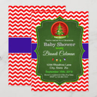 Chá de fraldas de Natal Chevron Red Blue & Green I