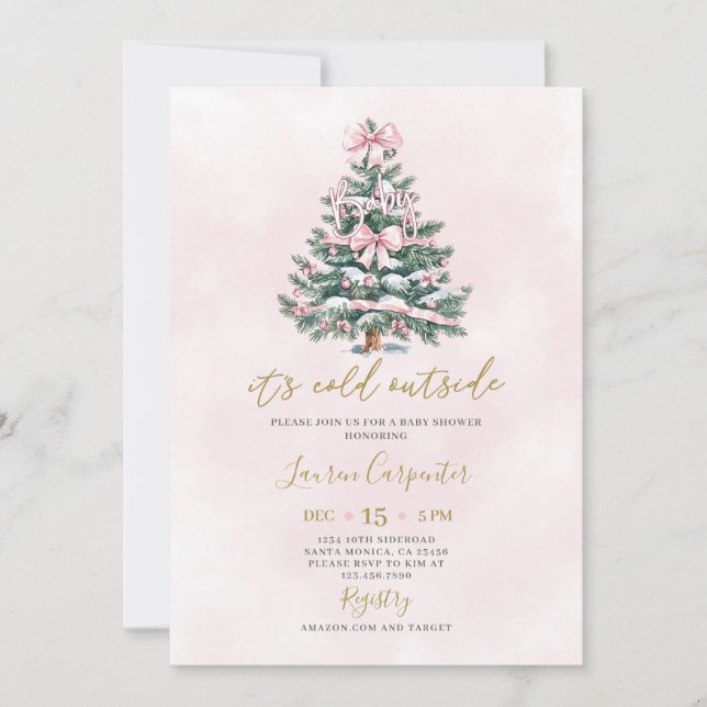 Convites Chá de fraldas de Natal Coquette (Frente)