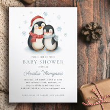 Chá de fraldas de Natal da Família Pinguim de inve