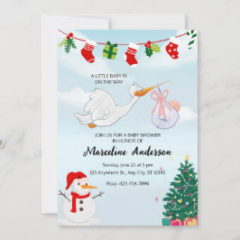 Convites Chá de fraldas de Natal de Cor da Água Azul e Bran