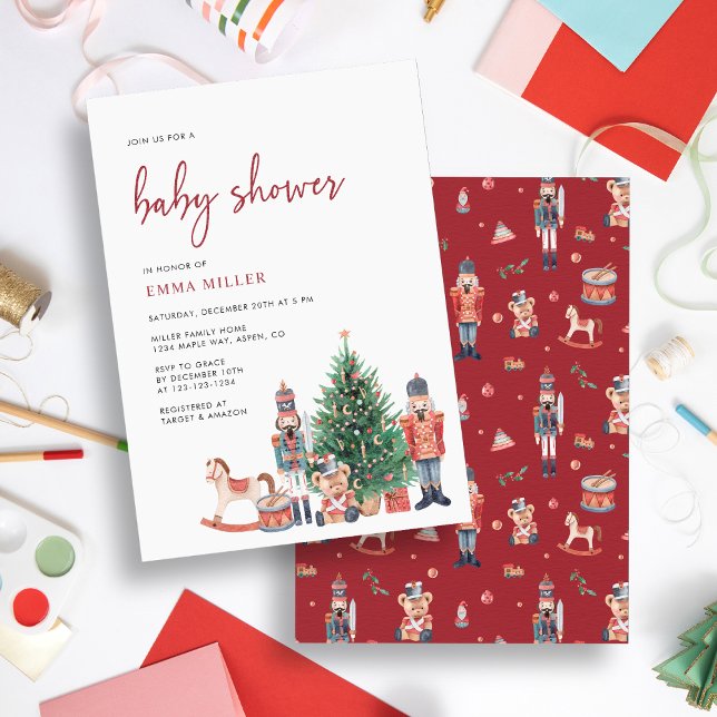 Convites Chá de fraldas de Natal de Férias (Holiday Christmas Baby Shower Invitation
)
