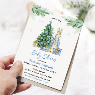 Convites Chá de fraldas de Natal de Peter Rabbit