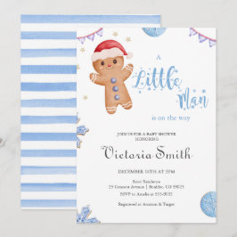 Convites Chá de fraldas de Natal do Little Man Gingerbird