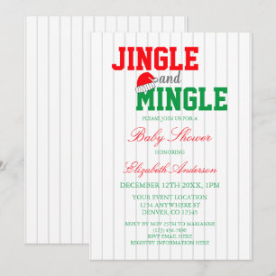 Convites Chá de fraldas de Natal Jingle e Mingle