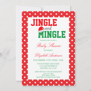 Convites Chá de fraldas de Natal Jingle e Mingle