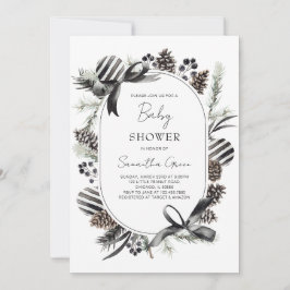 Convites Chá de fraldas de Natal Negro