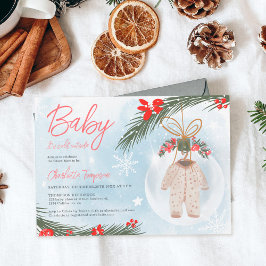 Convites Chá de fraldas de Natal no gelo da neve do inverno