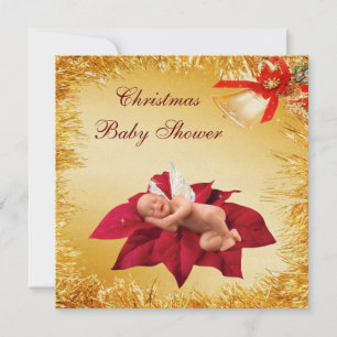Convites Chá de fraldas de Natal, Poinsettia e Tinsel