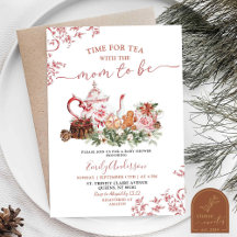 Chá de fraldas de Natal Red Chinoiserie Tea Party