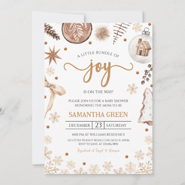 Convites Chá de fraldas de Natal Russo (Frente)