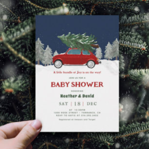 Convites Chá de fraldas de Natal Vintage Red Truck