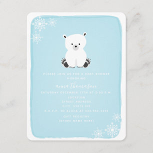 Convites Chá de fraldas de Neve do Urso Polar - Azul