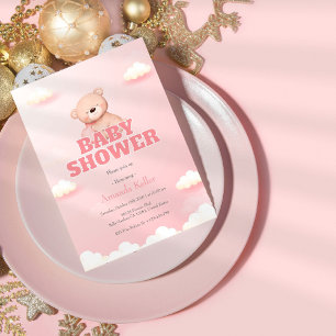 Convites Chá de fraldas de Nuvem Cuja Nuvem Bear