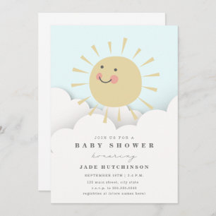 Convites Chá de fraldas de Nuvens Sunshine