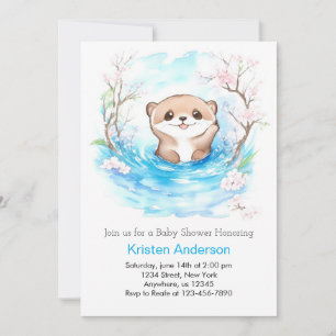 Convites Chá de fraldas de Oásis Azul de Otter Whimsical