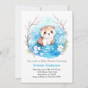 Convites Chá de fraldas de Oásis de Aquarela Feliz de Otter
