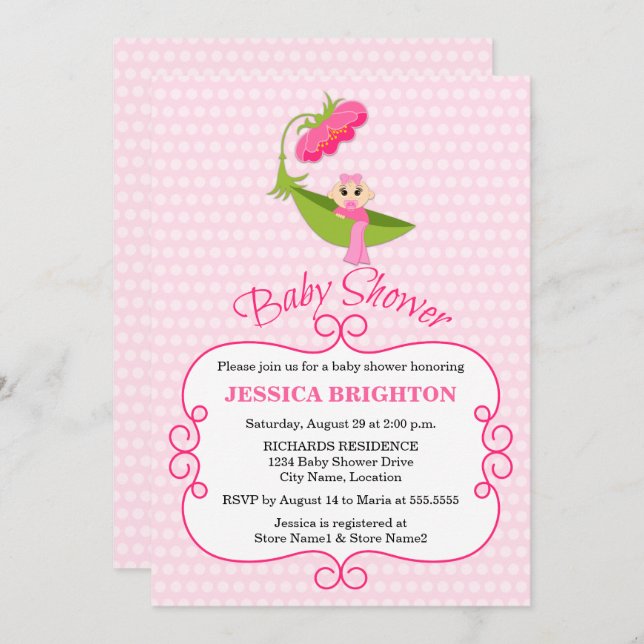 Convites Chá de fraldas de Olhos Castanhos de Pod Castanho (Frente/Verso)