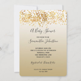 Convites Chá de fraldas de Ombro Glitzy Confetti Dourado