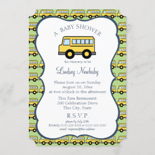 Convites Chá de fraldas de ônibus escolar