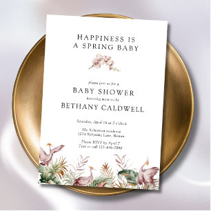 Convites Chá de fraldas de Orquídeas de Primavera de Gruas 