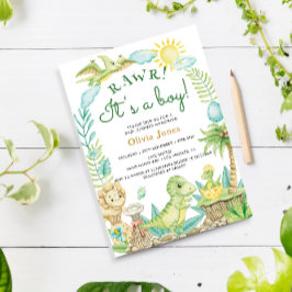 Convites Chá de fraldas De Ouro De Dinossauro Gato-De-Água