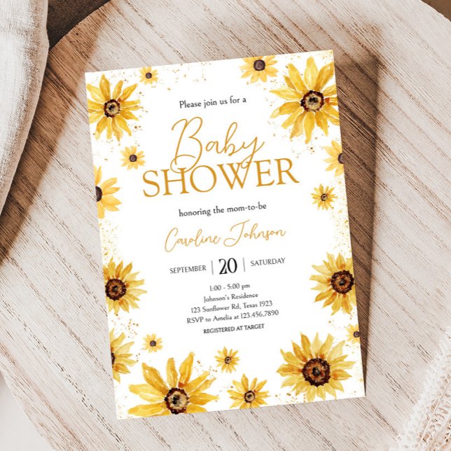 Convites Chá de fraldas de outono de Girassol (Sunflower Baby Shower Invitation)