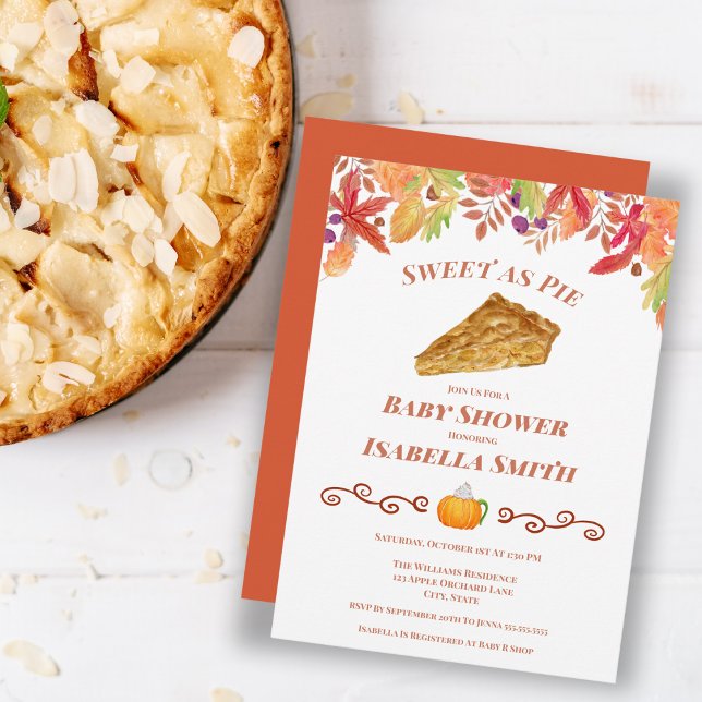 Convites Chá de fraldas de outono de Pizza de Apple Waterco (A sweet apple pie and pumpkin spice latte for a Baby Shower invitation!)
